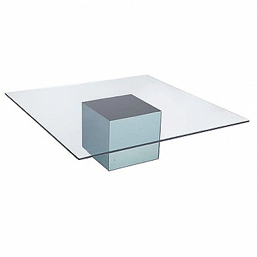 Coffee table in silvered and ground crystal by Nanda Vigo for Acerbis, 70s