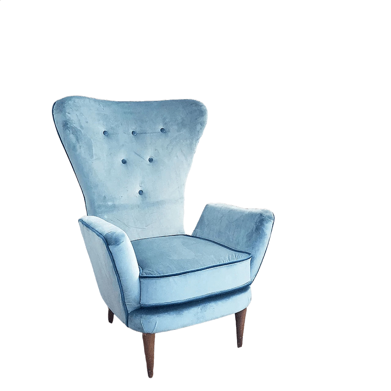 Armchair in wood and velvet by Ico Parisi, 50s 6