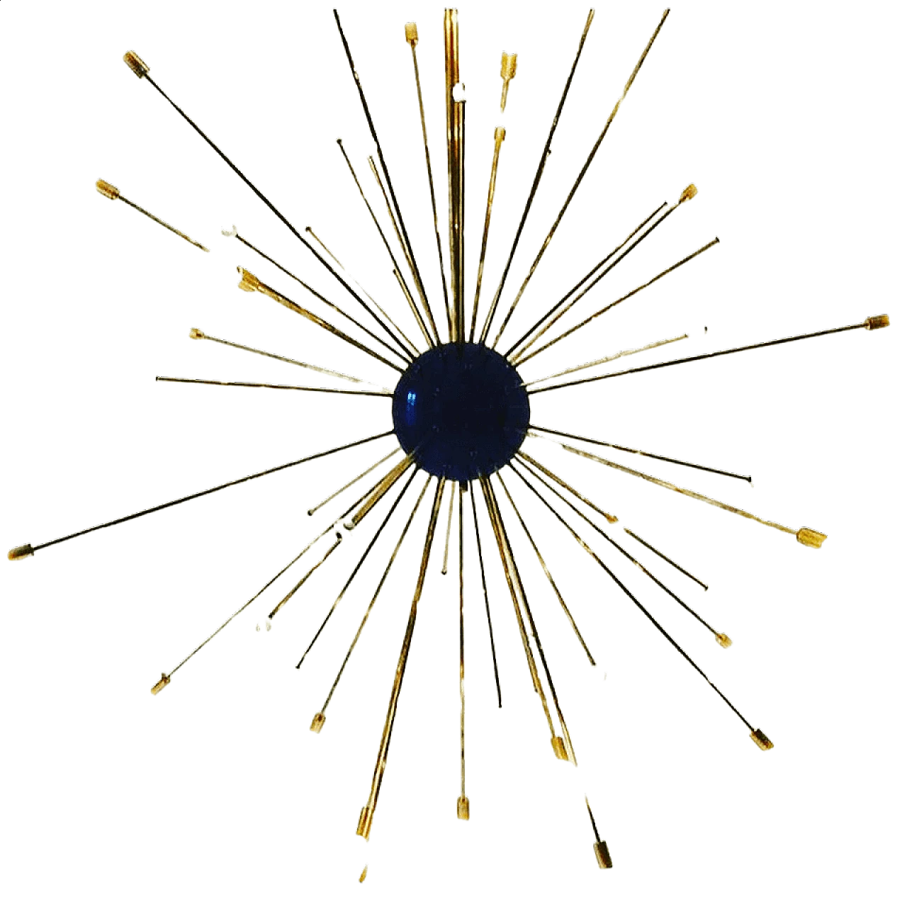 Sputnik chandelier in the style of Stilnovo in brass and metal, 70s 3
