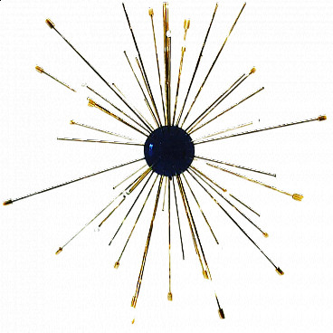 Lampadario Sputnik nello stile di Stilnovo in ottone e metallo, anni '70