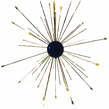 Sputnik chandelier in the style of Stilnovo in brass and metal, 70s
