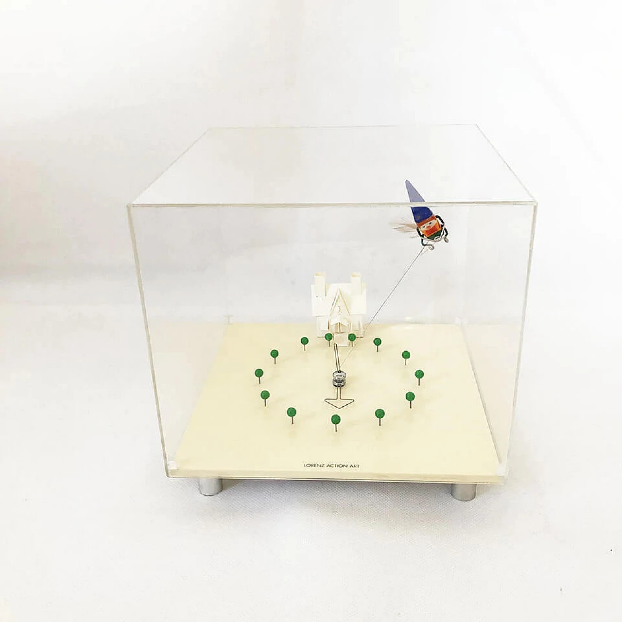 Action Art table clock in plexiglass, plastic, metal and paper by Maison Lorenz, 80s 4