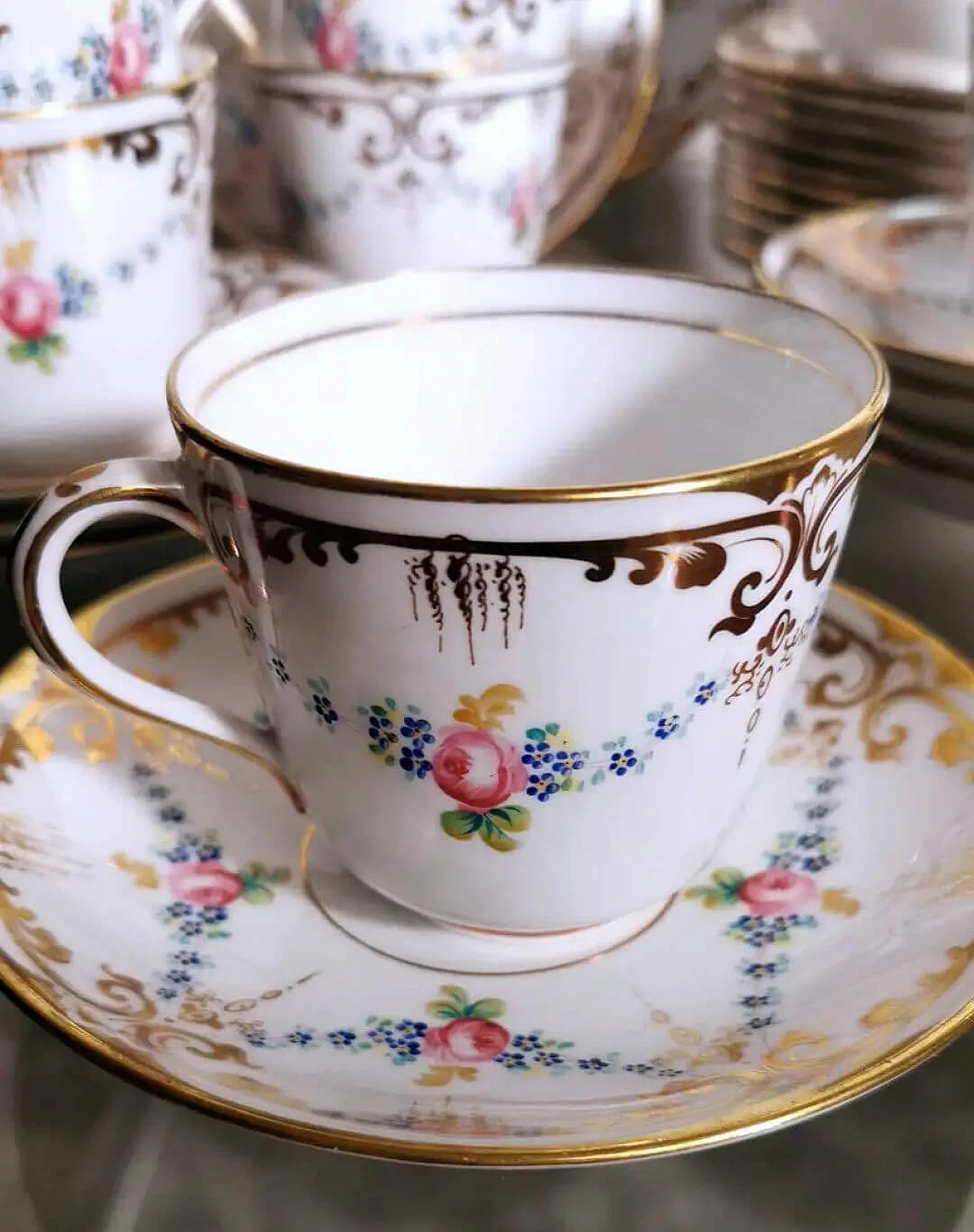 Servizio da caffè o da tè da 28 pezzi in porcellana di Parigi in stile Napoleone III, anni '30 6