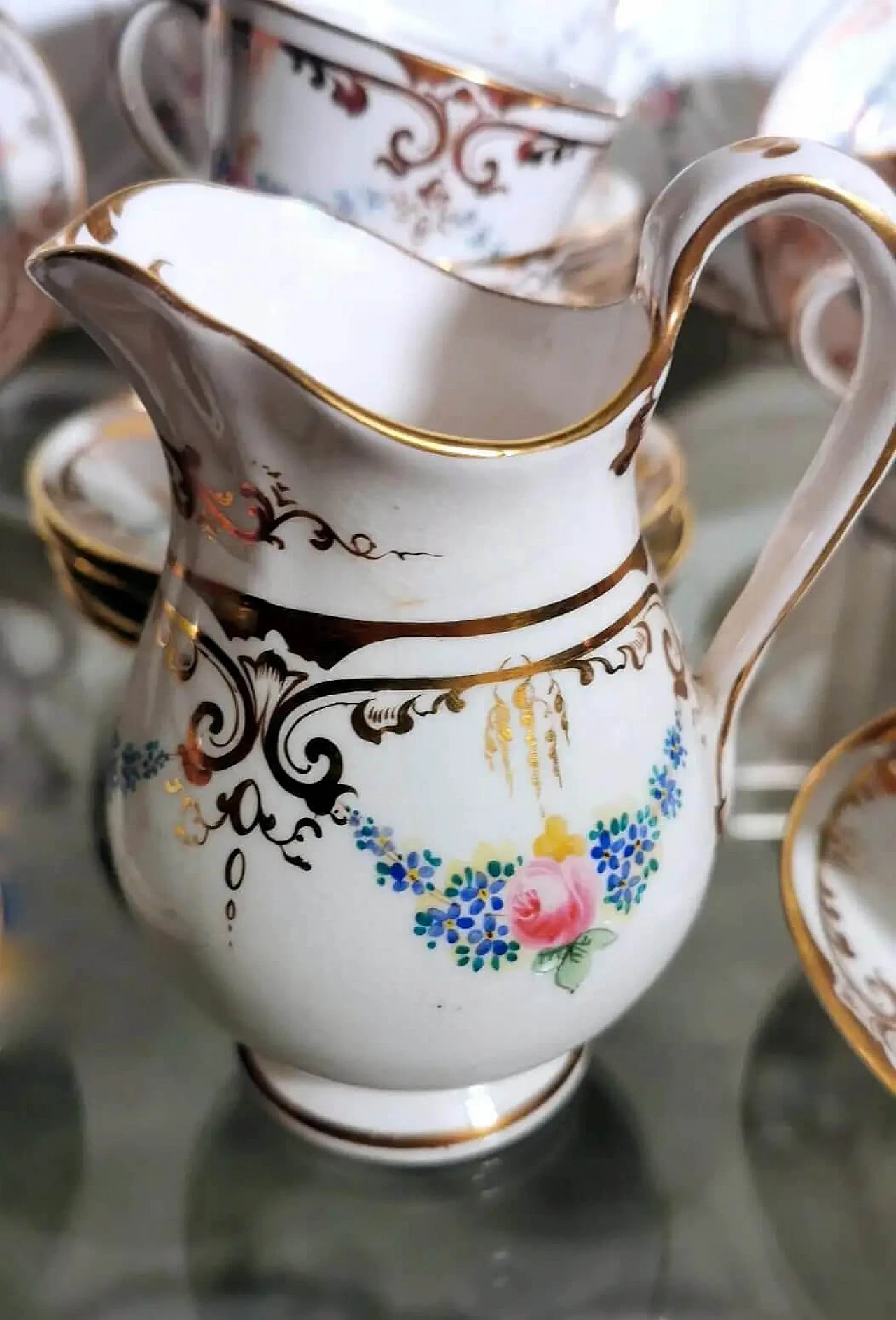 Servizio da caffè o da tè da 28 pezzi in porcellana di Parigi in stile Napoleone III, anni '30 10