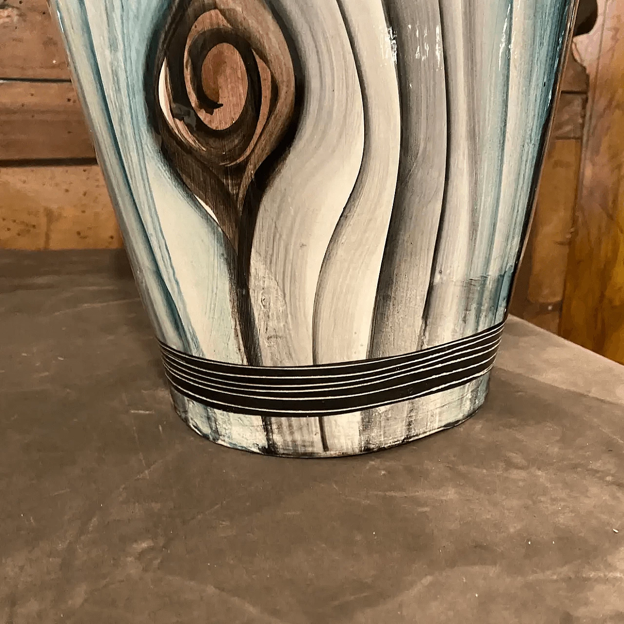 Umbrella stand in hand-painted ceramic, 50s 9