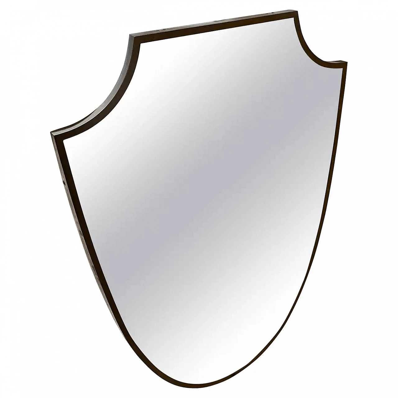 Specchio da parete nello stile di Gio Ponti in ottone e vetro, anni '50 1