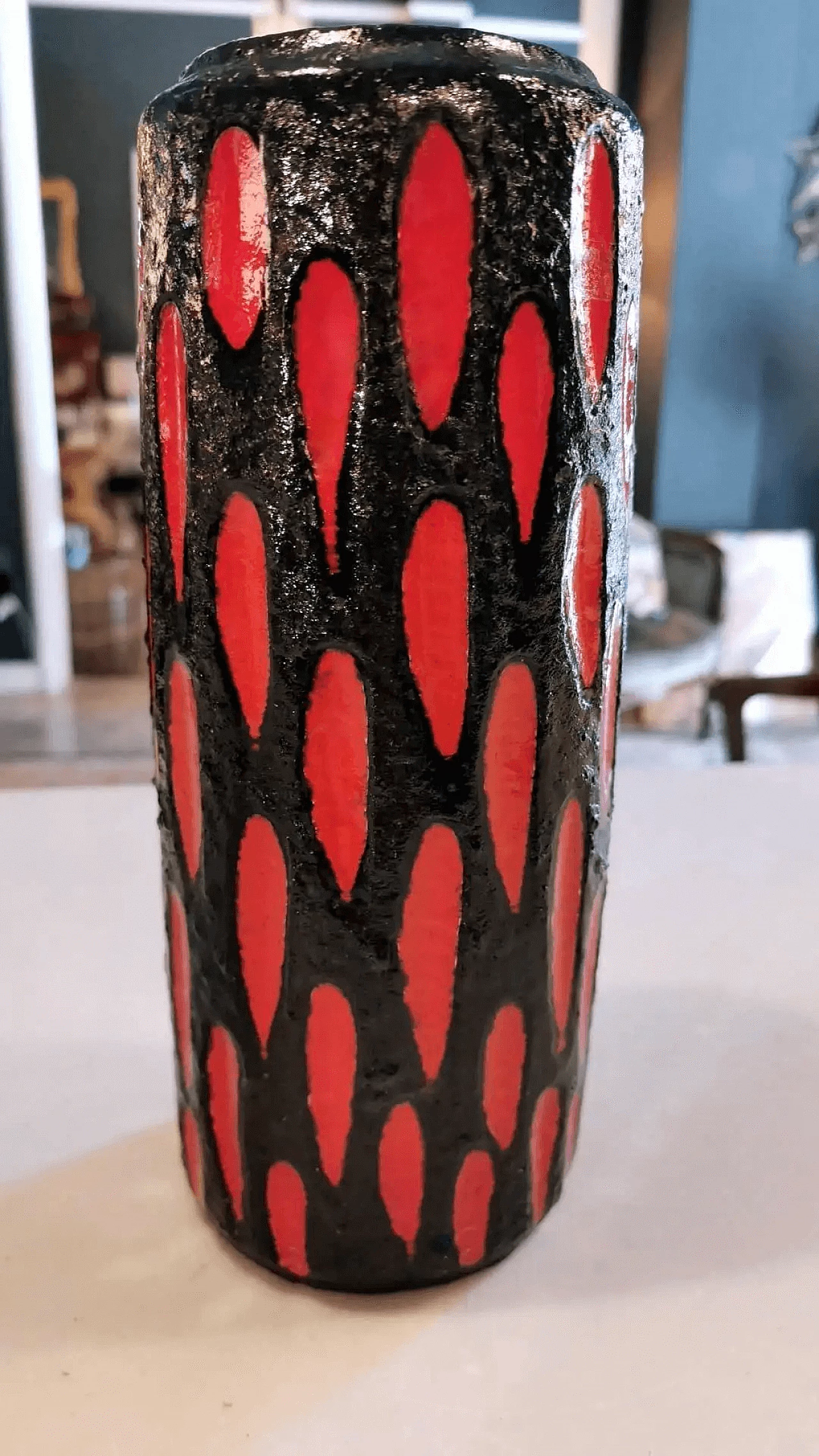 Vase in lava ceramic, colored and glazed, 70s 12