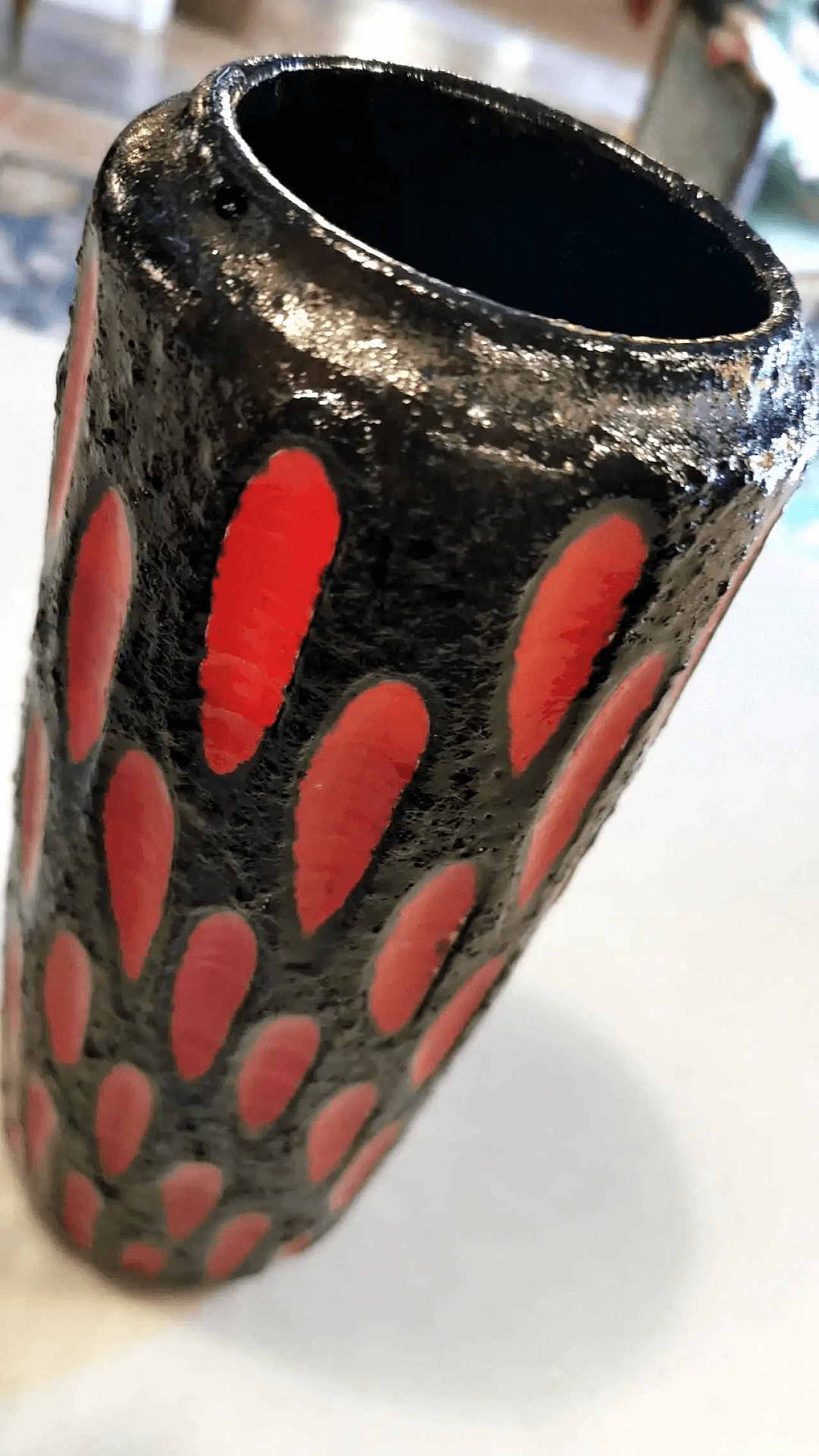 Vase in lava ceramic, colored and glazed, 70s 13