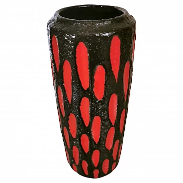 Vase in lava ceramic, colored and glazed, 70s