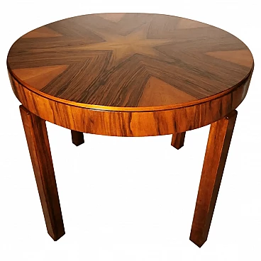 Round Art Deco coffee table in walnut, 30s