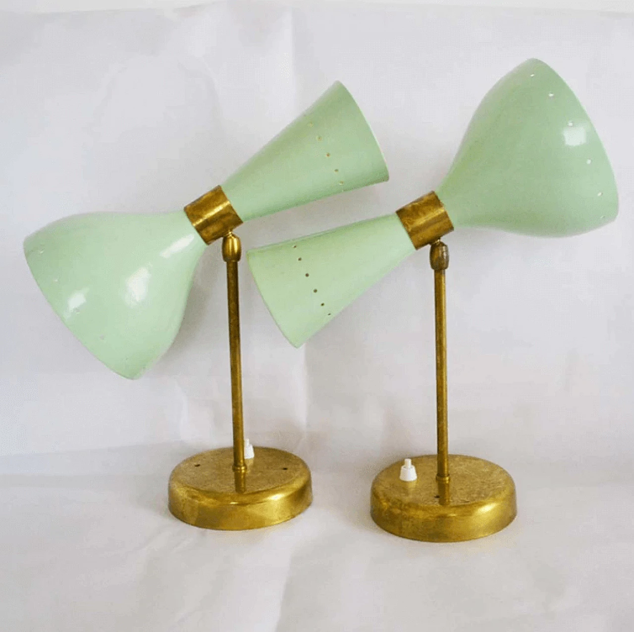 Pair of Stilnovo metal and brass wall sconces, 1950s 1