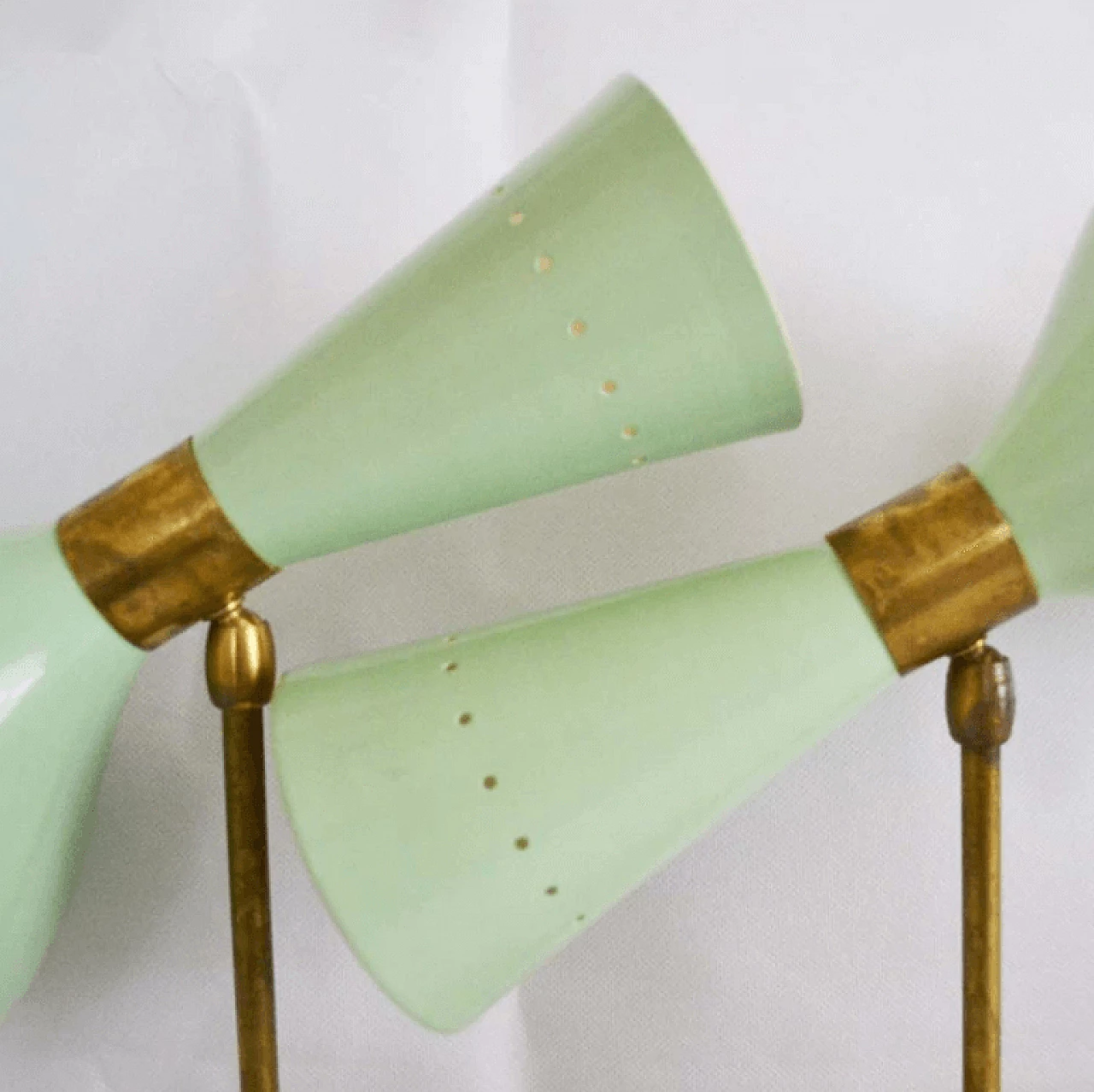Pair of Stilnovo metal and brass wall sconces, 1950s 2