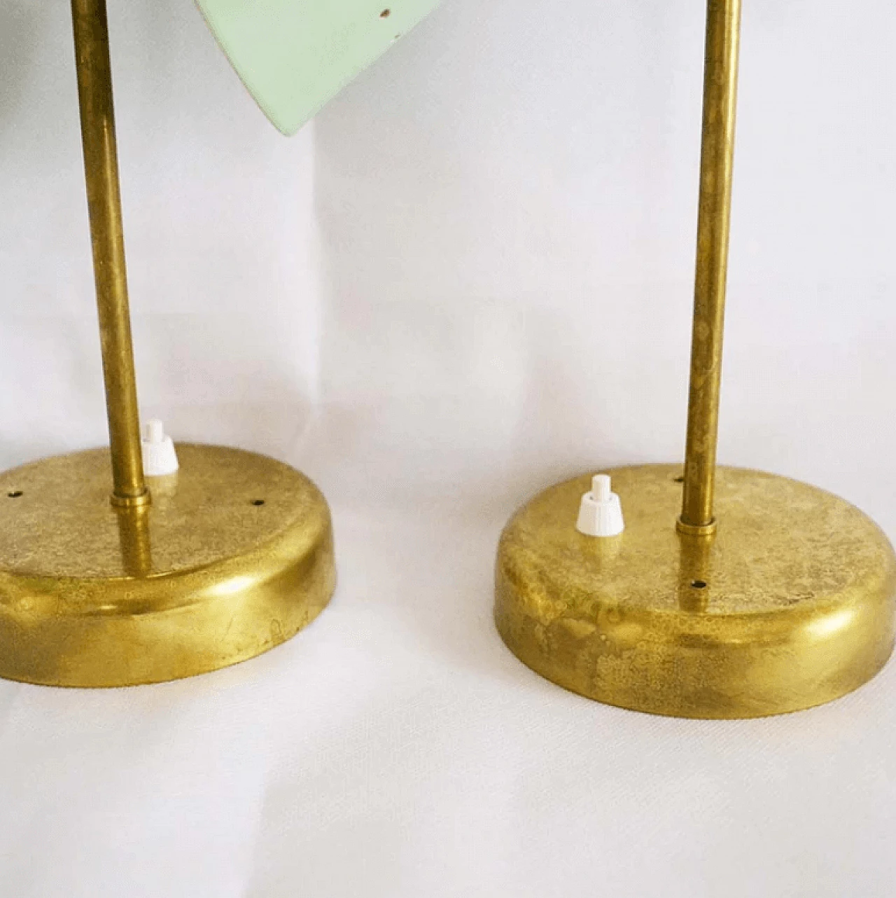 Pair of Stilnovo metal and brass wall sconces, 1950s 3