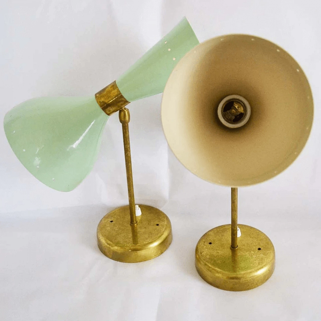 Pair of Stilnovo metal and brass wall sconces, 1950s 4