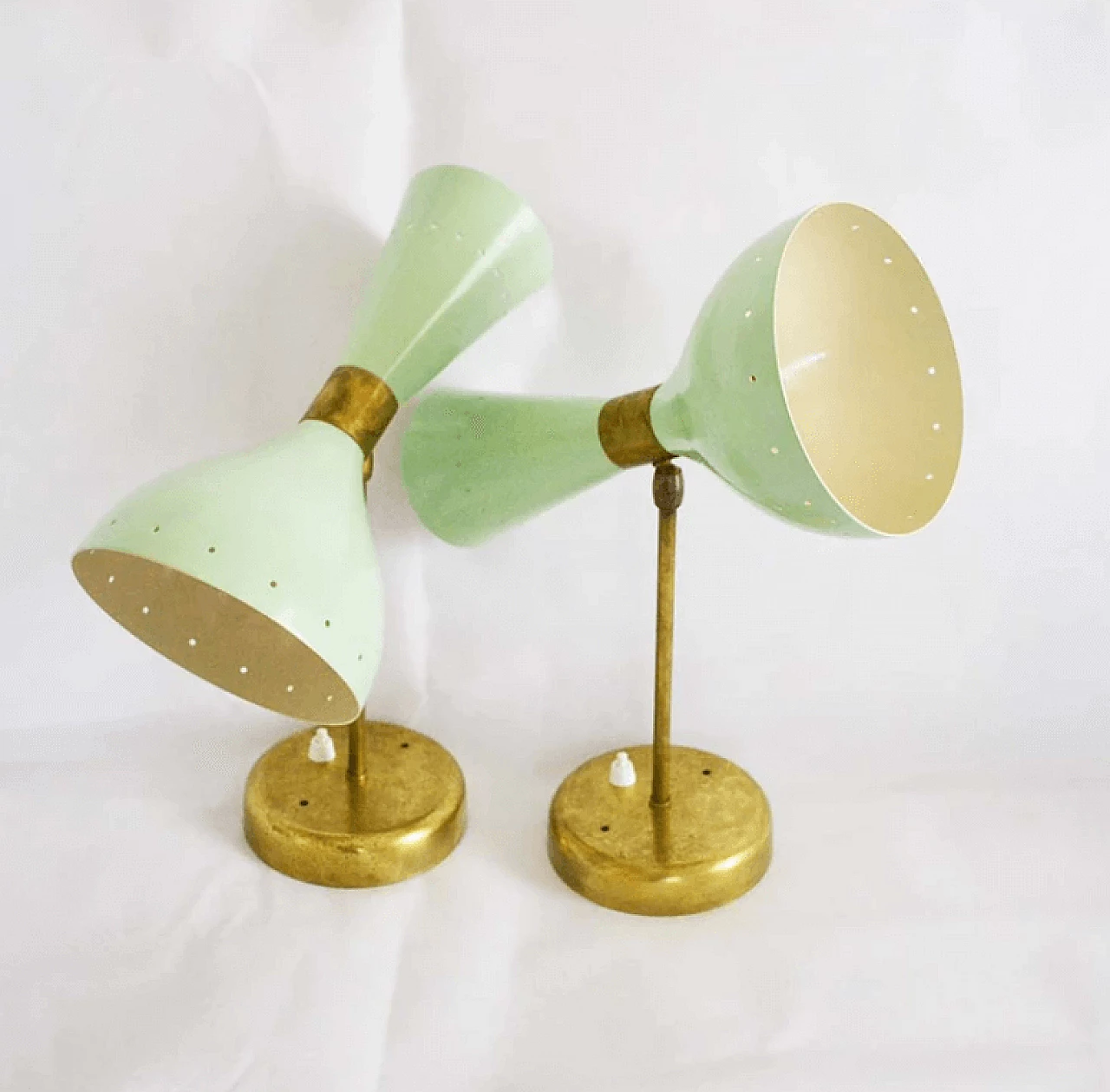 Pair of Stilnovo metal and brass wall sconces, 1950s 6