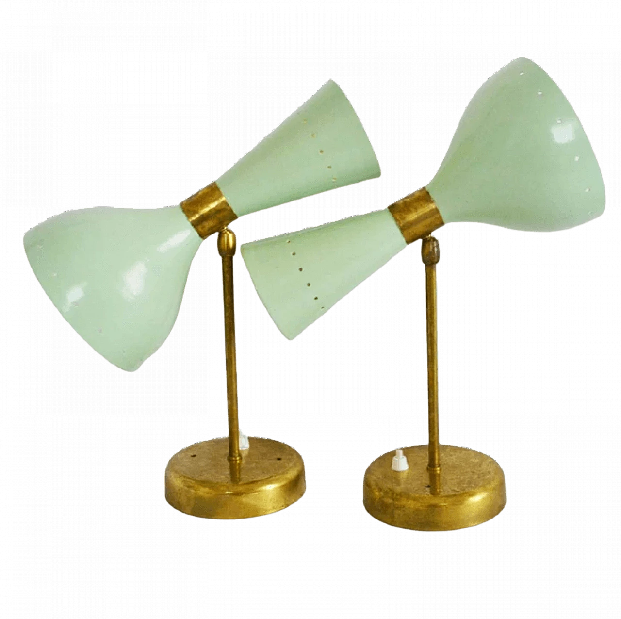 Pair of Stilnovo metal and brass wall sconces, 1950s 8