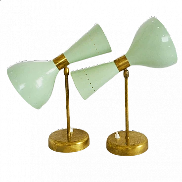Pair of Stilnovo metal and brass wall sconces, 1950s