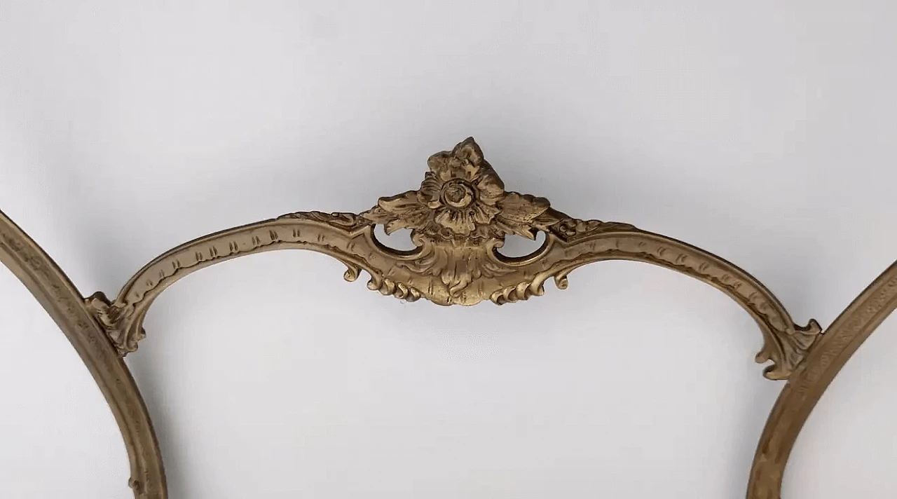 Specchio a parete in ottone e console in ottone con piano in onice, anni '60 2