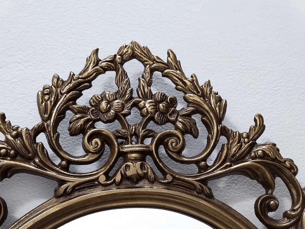 Specchio a parete in ottone e console in ottone con piano in onice, anni '60 6