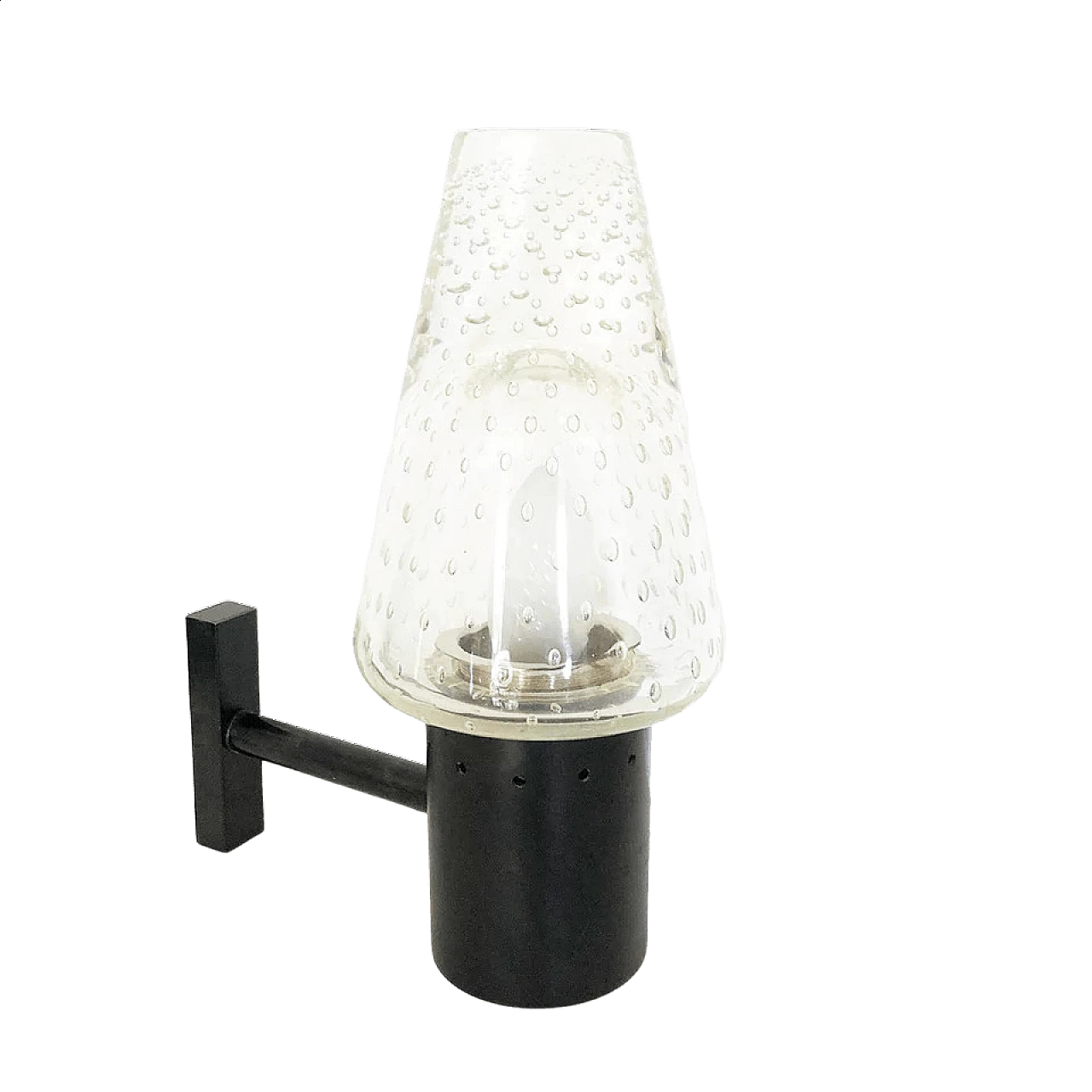 Wall lamp in Sommerso Murano glass and painted metal, 60s 5