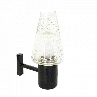 Wall lamp in Sommerso Murano glass and painted metal, 60s