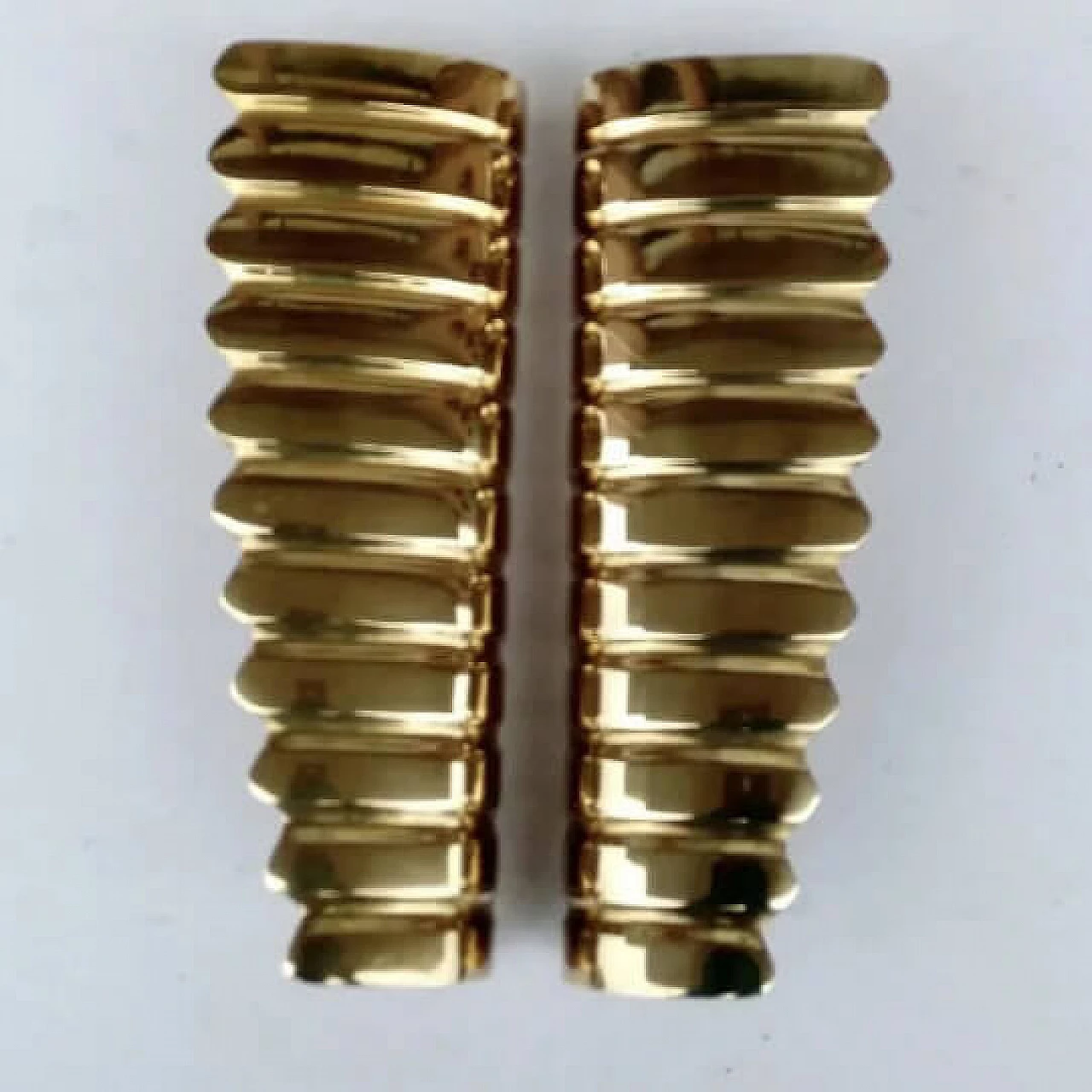 Coppia di maniglie Art Deco ad ali in ottone massiccio, anni '40 1