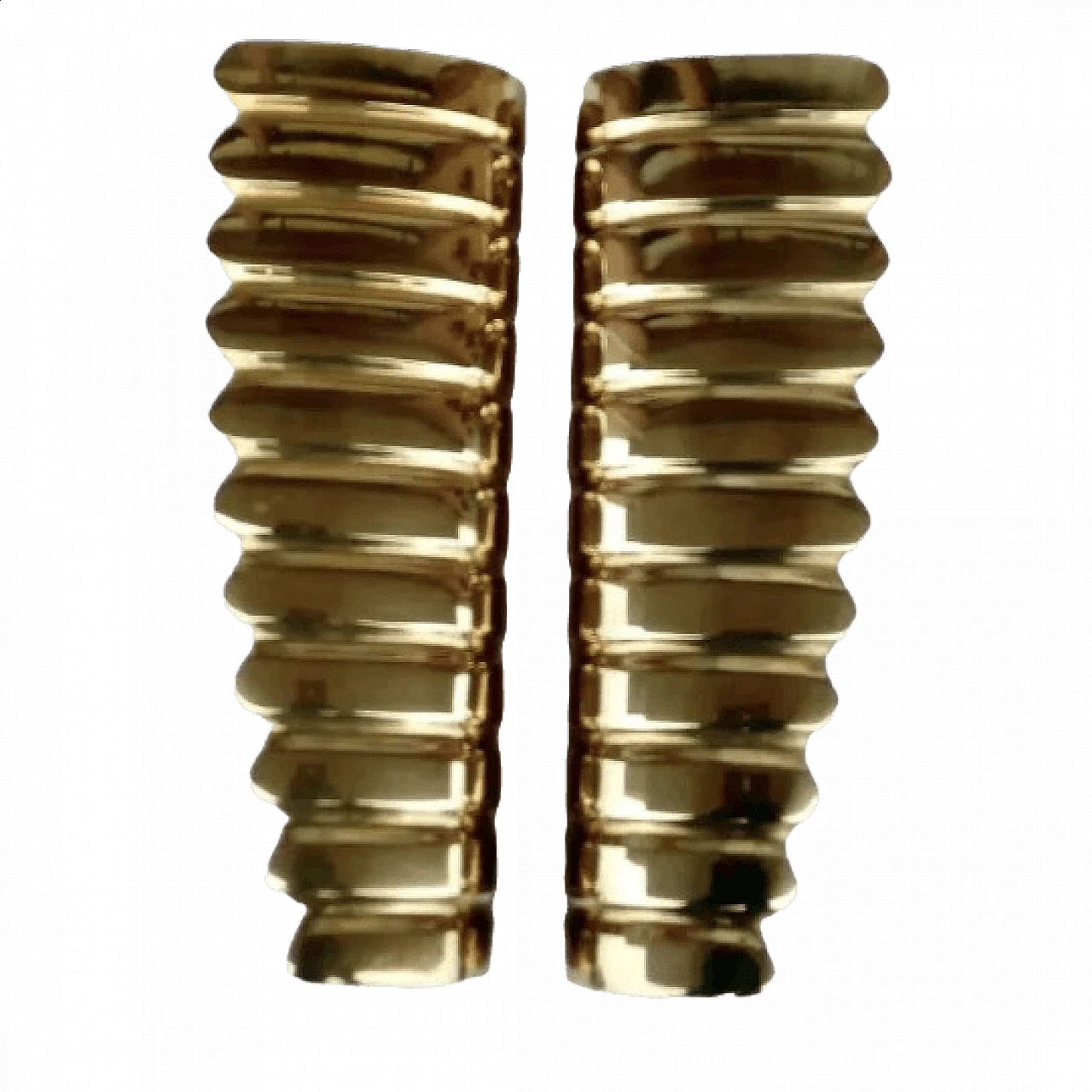 Pair of Art Deco wing handles in solid brass, 40s 2