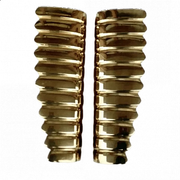 Pair of Art Deco wing handles in solid brass, 40s