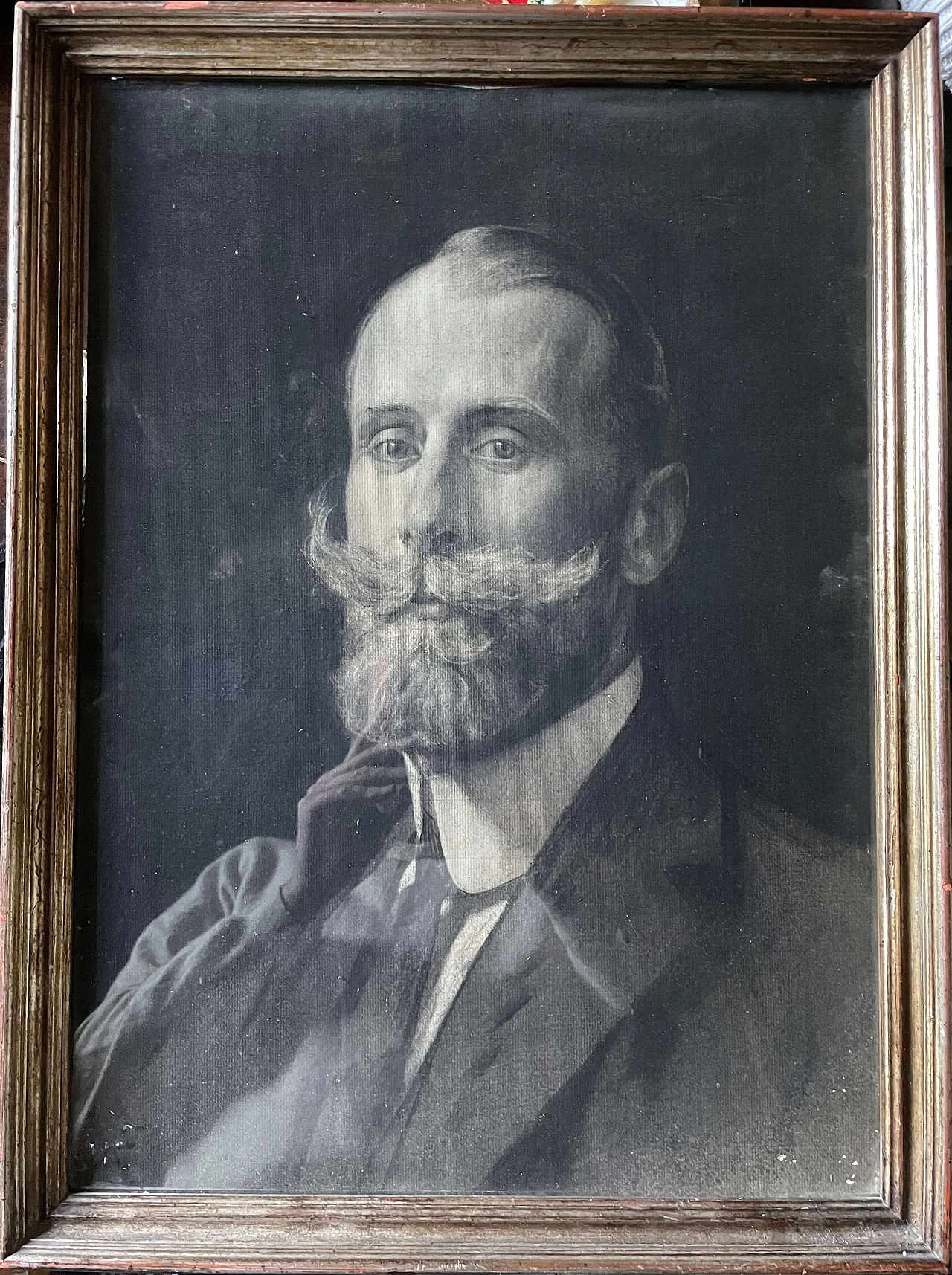 Male portrait charcoal on cardboard, 19th century 8