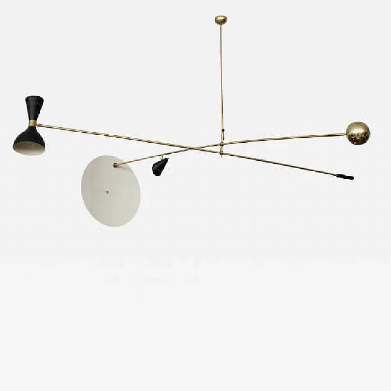 Chandelier in brass and metal in Stilnovo style, 50s 1