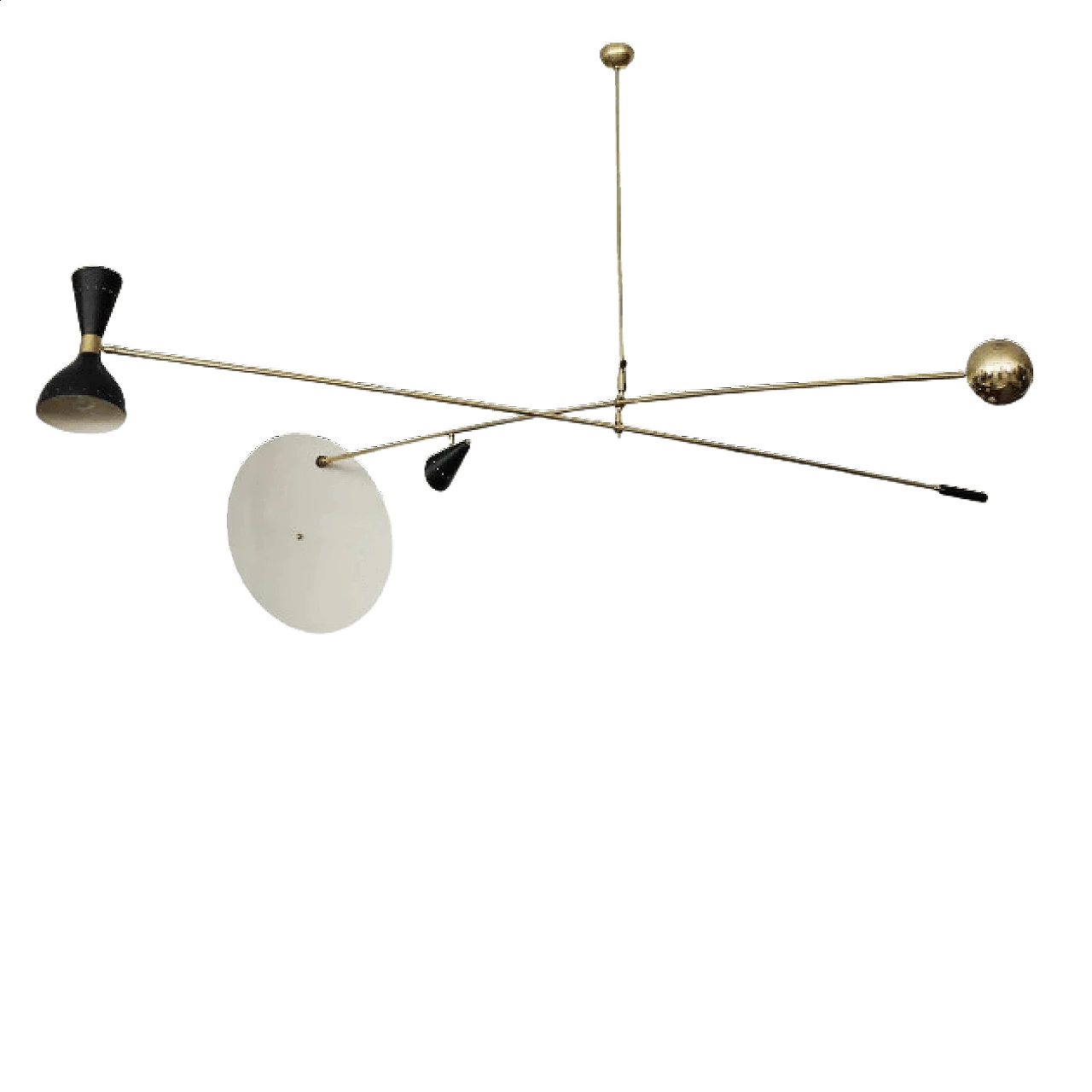 Chandelier in brass and metal in Stilnovo style, 50s 2