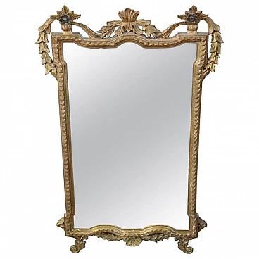 Mirror with carved and gilded wooden frame, 20th century