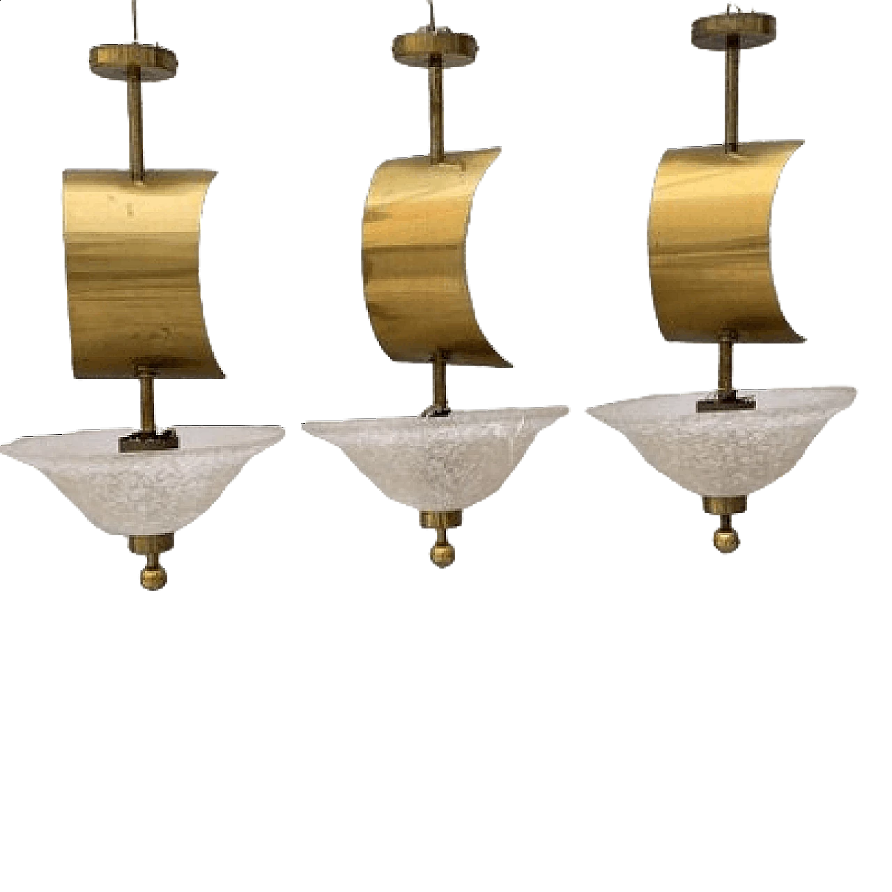 Murano glass and brass sail chandelier, 1960s 18