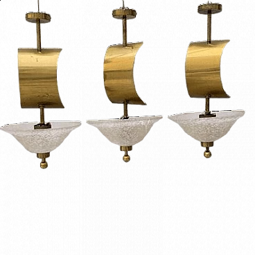 Murano glass and brass sail chandelier, 1960s