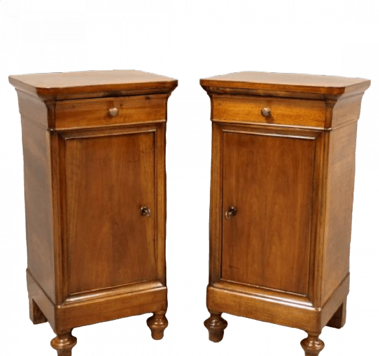Pair of cappuccino bedside tables in walnut, Louis Philippe, 19th century 8