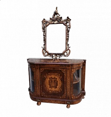 Boulle-style inlaid sideboard with Baroque mirror, early 1900s
