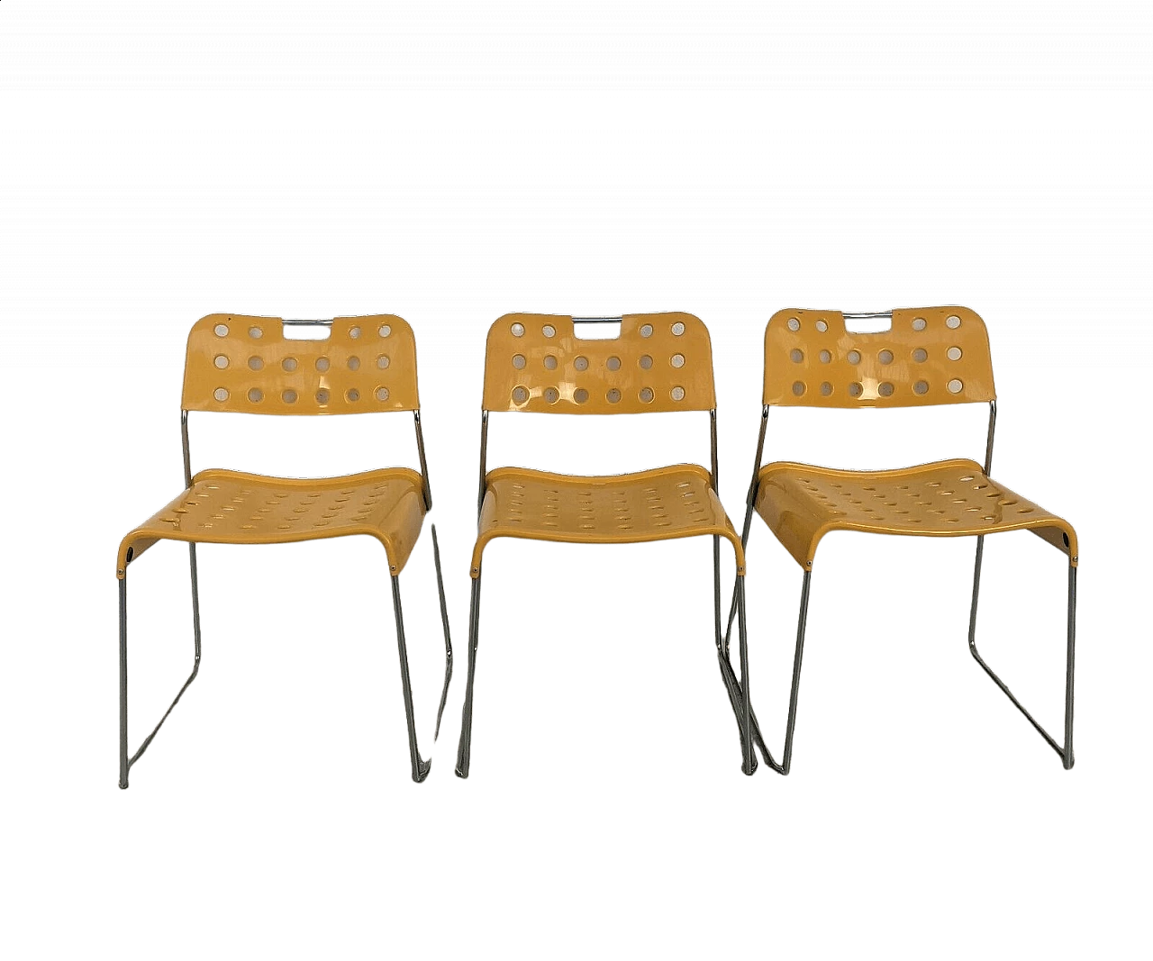 3 Omstak stackable chairs by Rodney Kinsman for Bieffeplast, 1970s 9