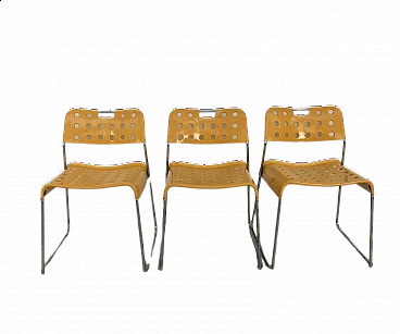 3 Omstak stackable chairs by Rodney Kinsman for Bieffeplast, 1970s