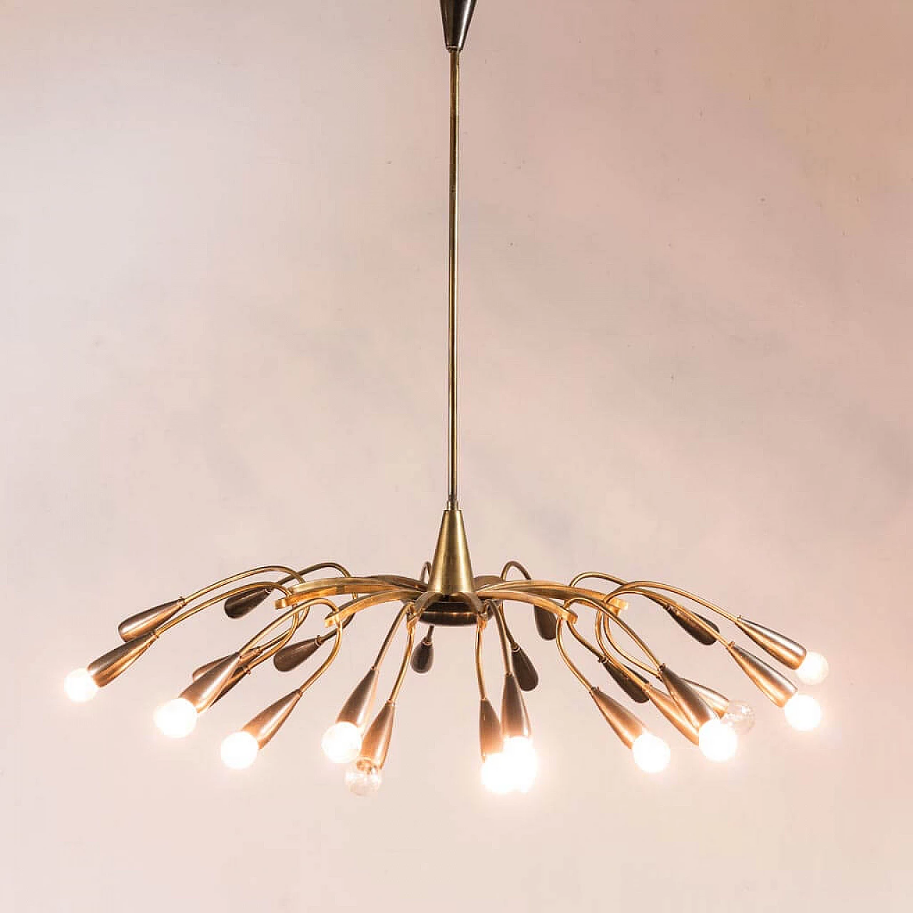 24-light brass chandelier, 1950s 6