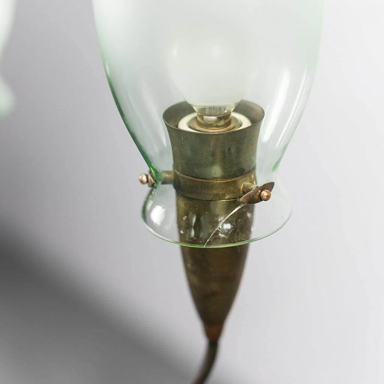 6-light brass and glass chandelier, 1950s 7