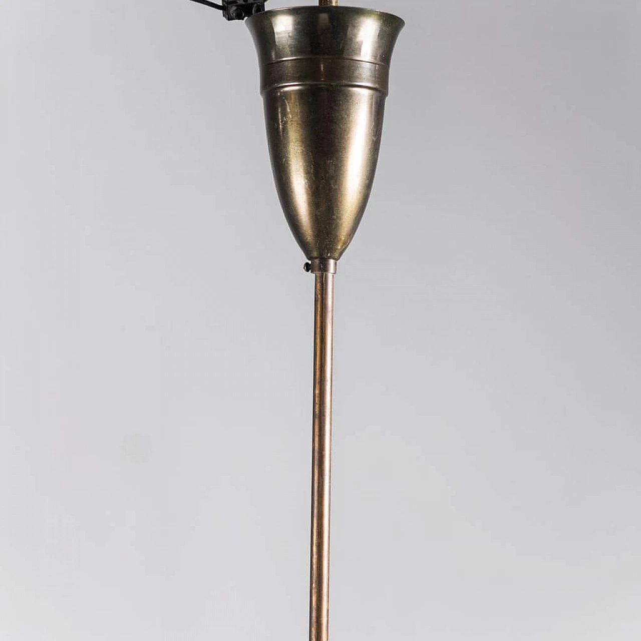 6-light brass and glass chandelier, 1950s 8