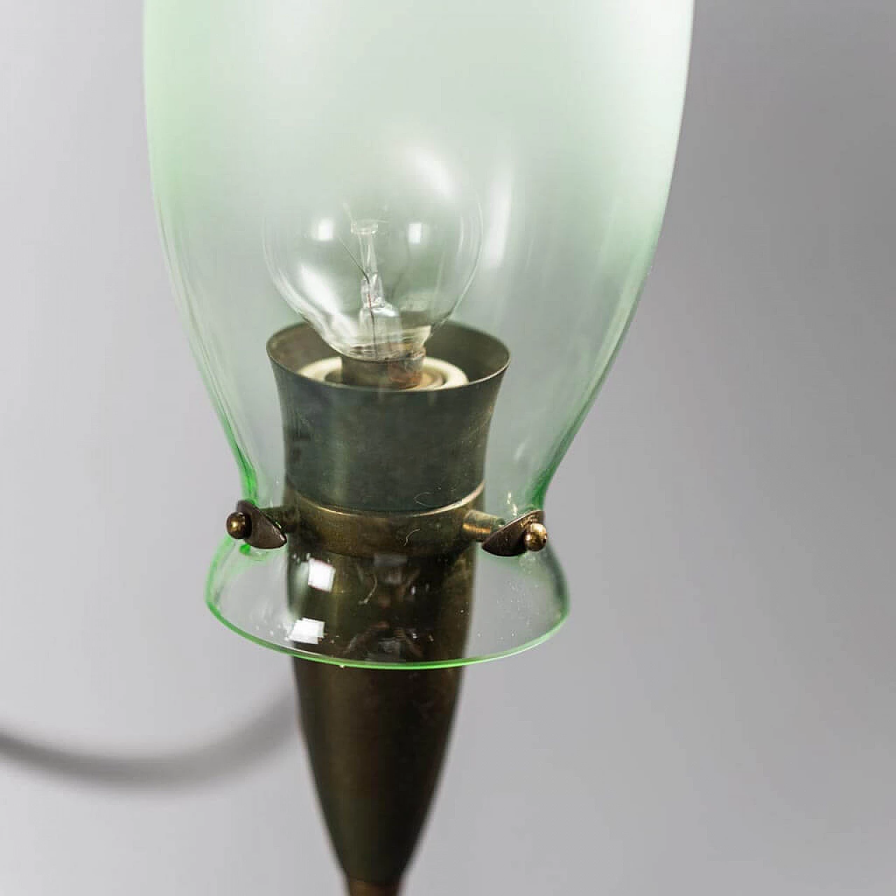 6-light brass and glass chandelier, 1950s 9