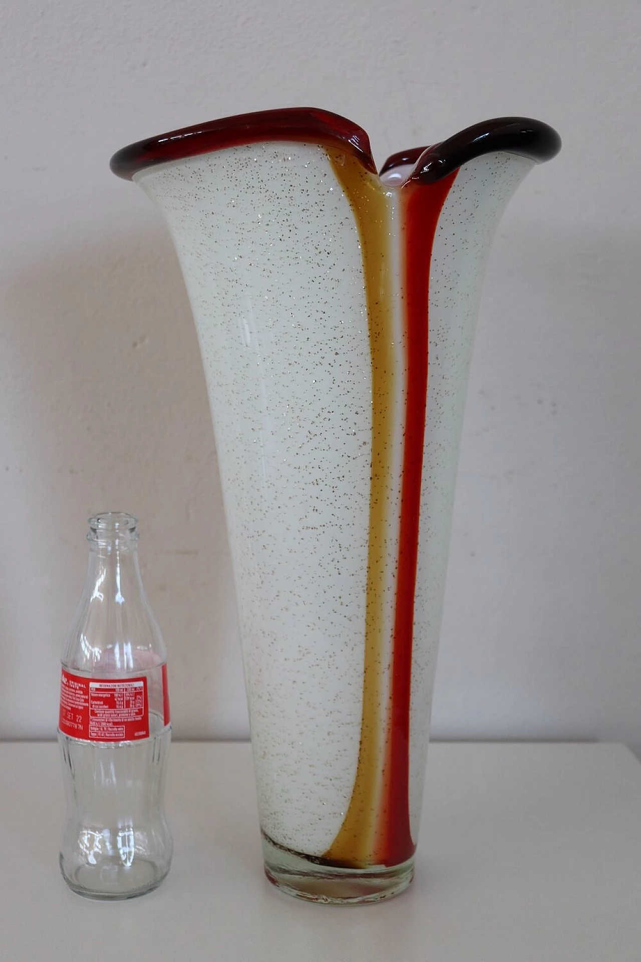 Murano art glass vase with gold dust inclusion, 1980s 2