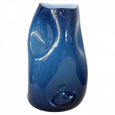 Blue vase in layered Murano art glass, 1970s