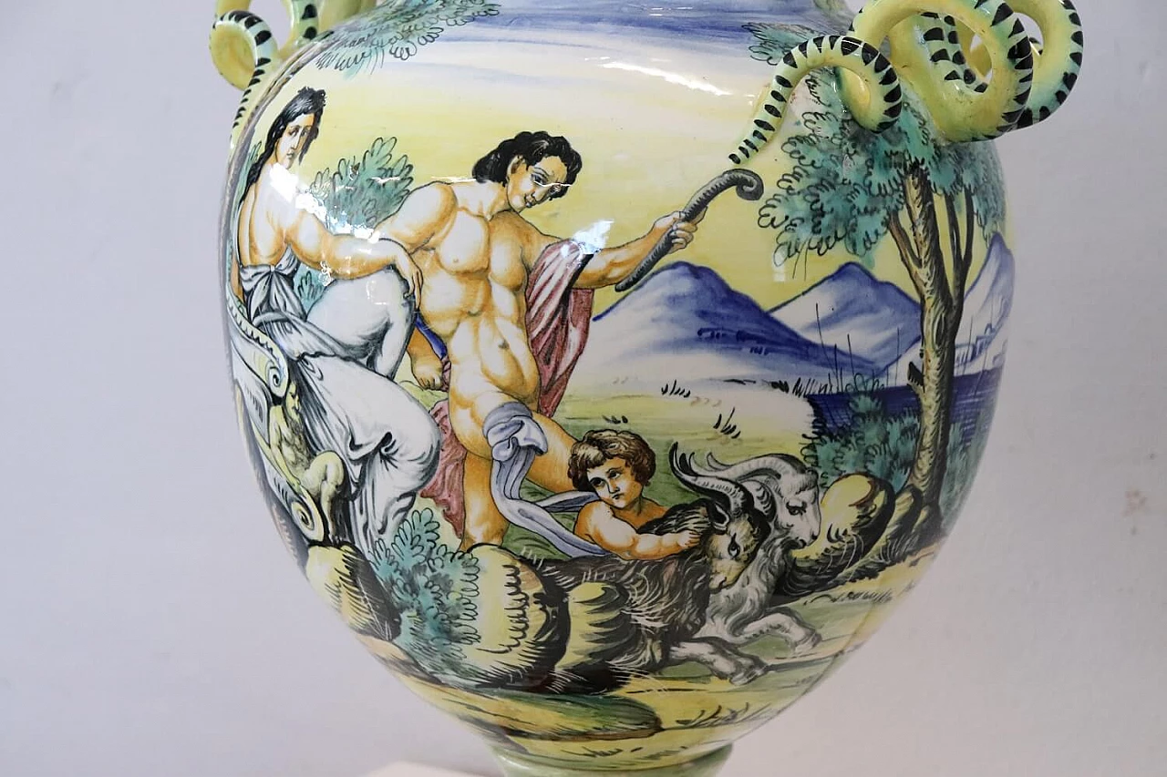 Hand-painted majolica amphora vase, 19th century 5
