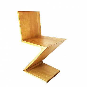 Chair in Rietveld's Zig Zag style in oak, 80s