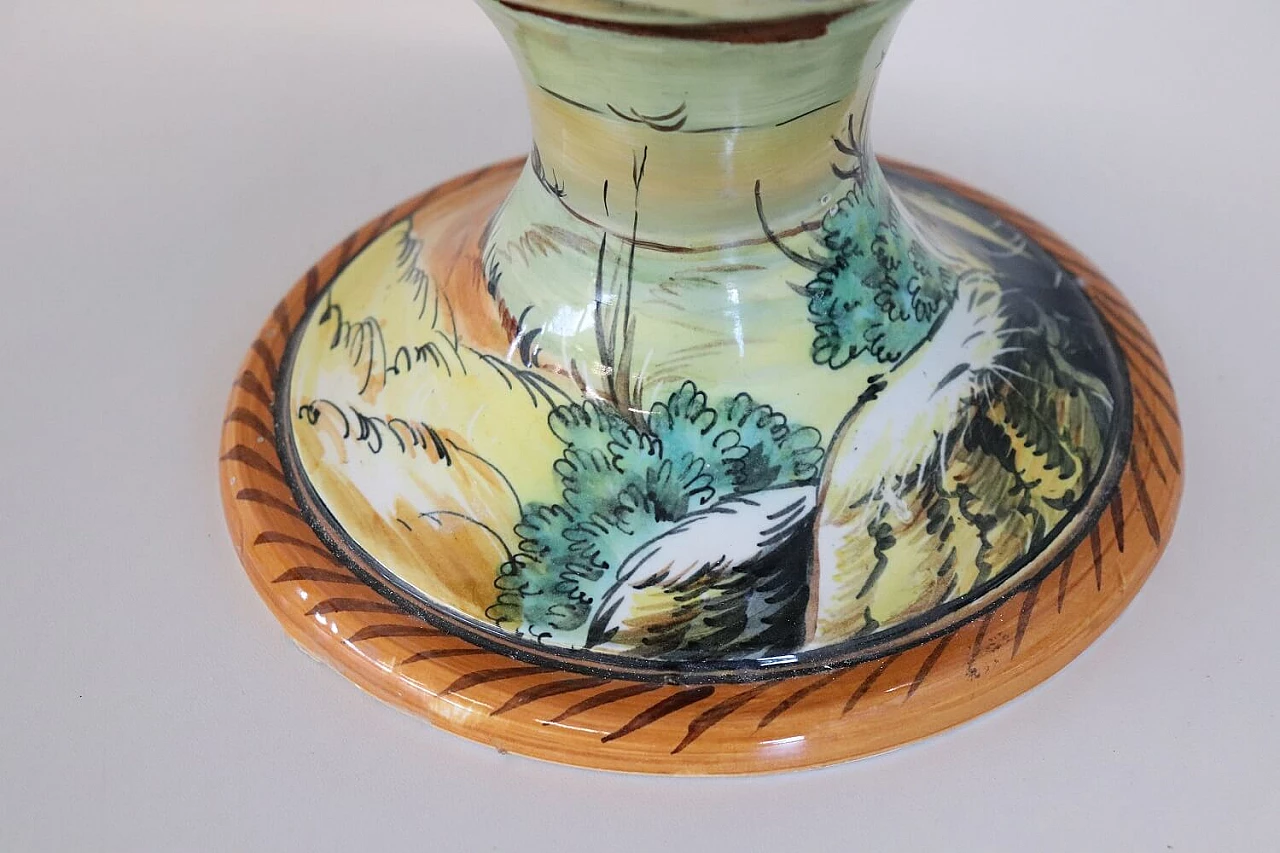 Vaso ad anfora in maiolica dipinta a mano, '800 9