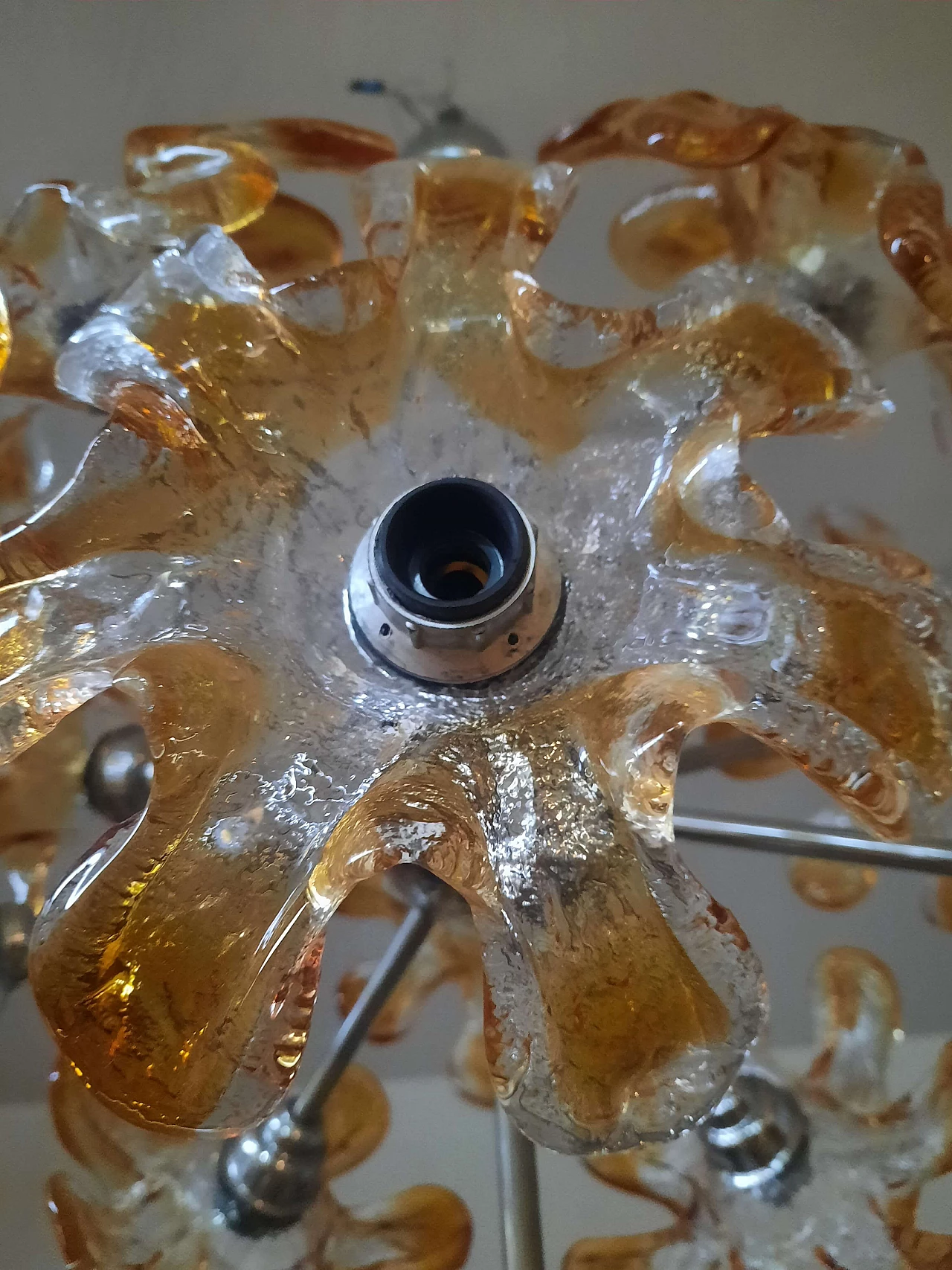 Lampadario sputnik in vetro di Murano soffiato di Mazzega, anni '60 2