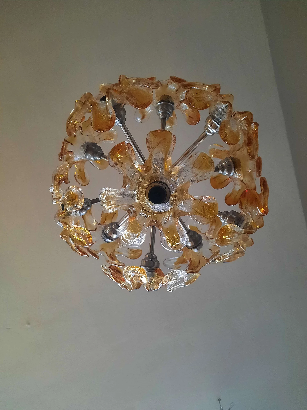 Lampadario sputnik in vetro di Murano soffiato di Mazzega, anni '60 4