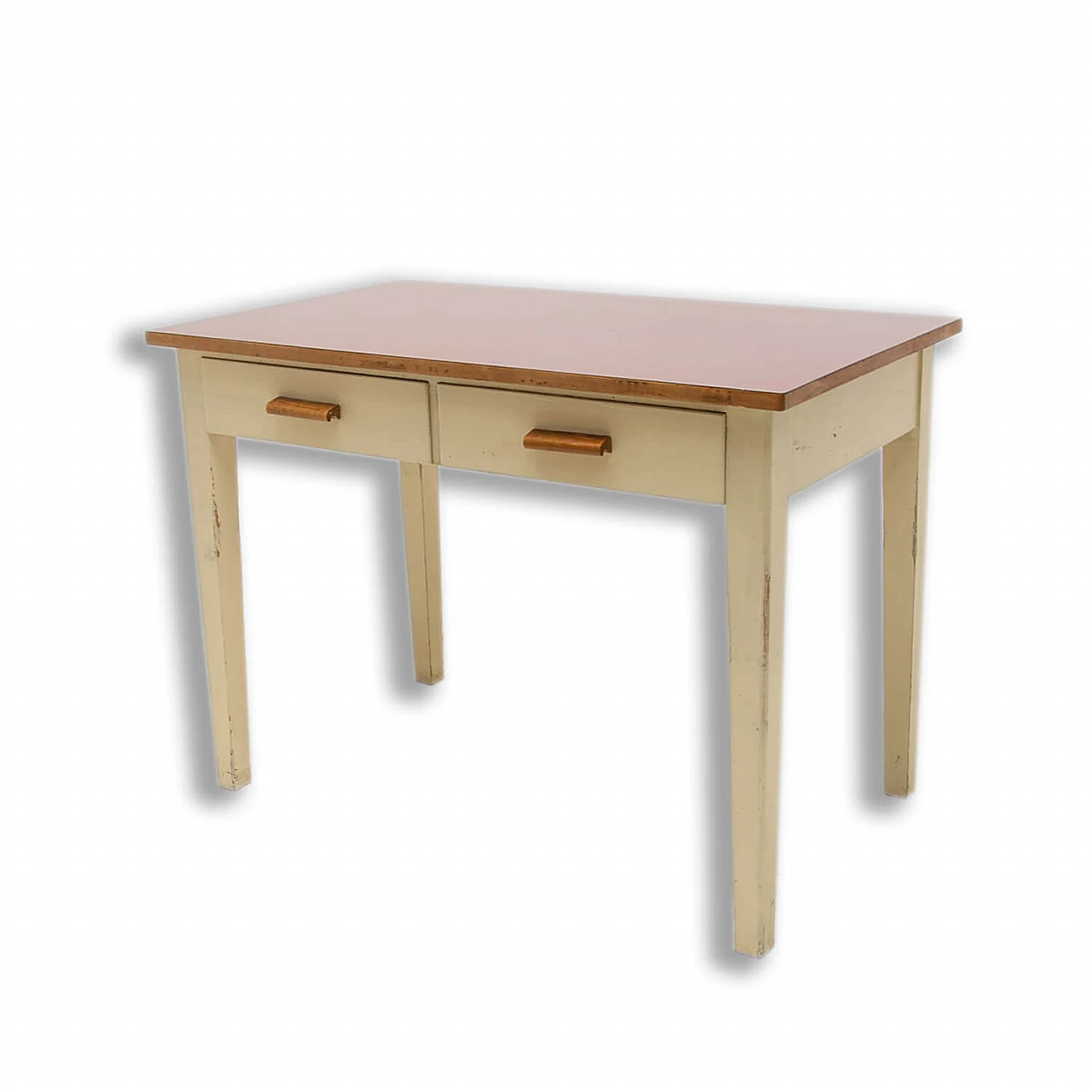 Wood and Formica table painted in ivory, 1950s 1